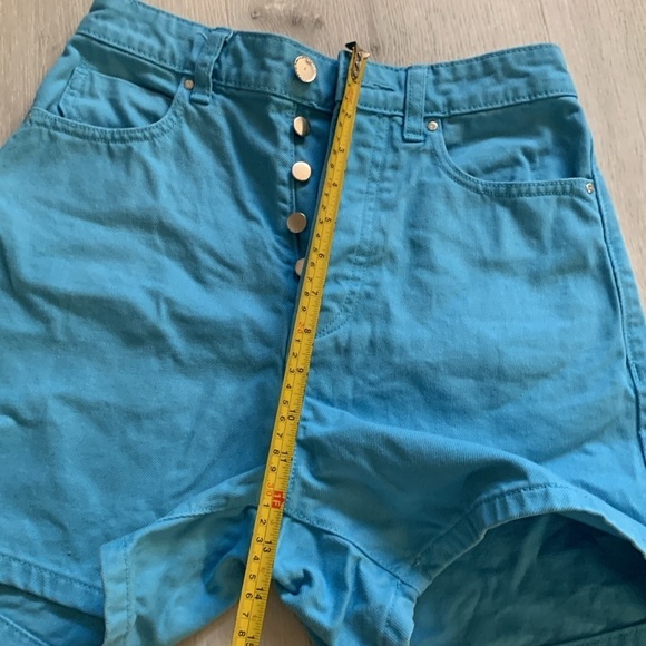 Zara size 4 blue denim jeans‎ high waisted buttons fly blue aqua teal vintage - Picture 7 of 10